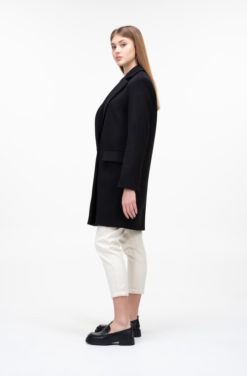 Короткое пальто без пояса ELVI цвет черный купить Луцк 2