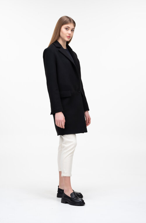 Короткое пальто без пояса ELVI цвет черный купить Луцк 6