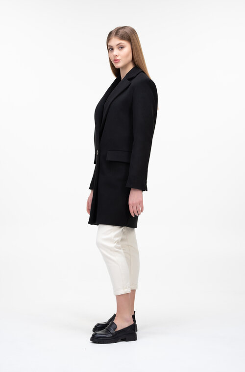 Короткое пальто без пояса ELVI цвет черный купить Луцк 3