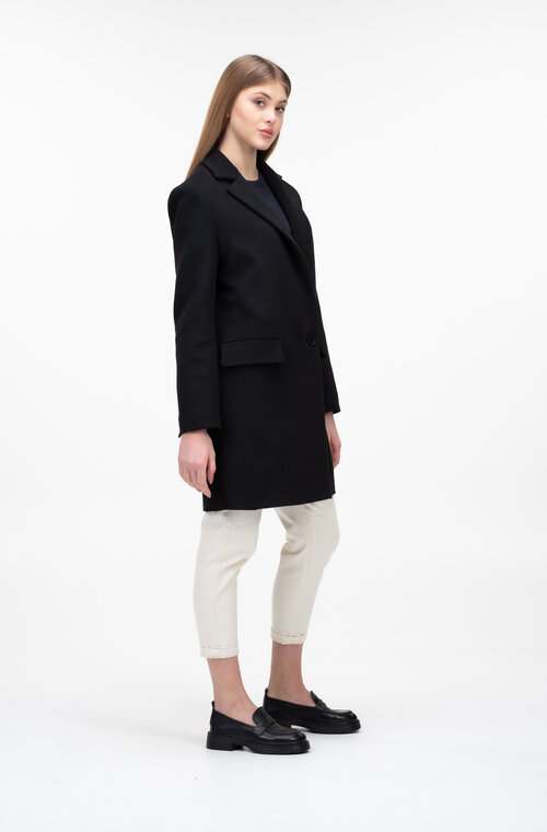 Короткое пальто без пояса ELVI цвет черный купить Луцк 4
