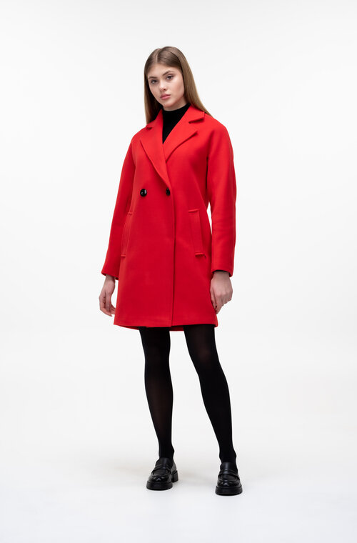 Коротке двобортне пальто NINA VLADI колір червоний купити Полтава 1