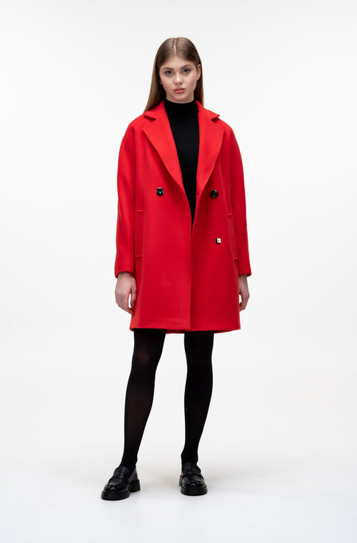 Короткое двубортное пальто NINA VLADI цвет красный купить Полтава 5