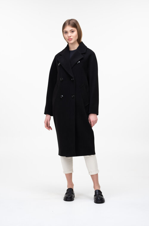 Двуботное пальто демисезонное NINA VLADI цвет черный купить Киев 1