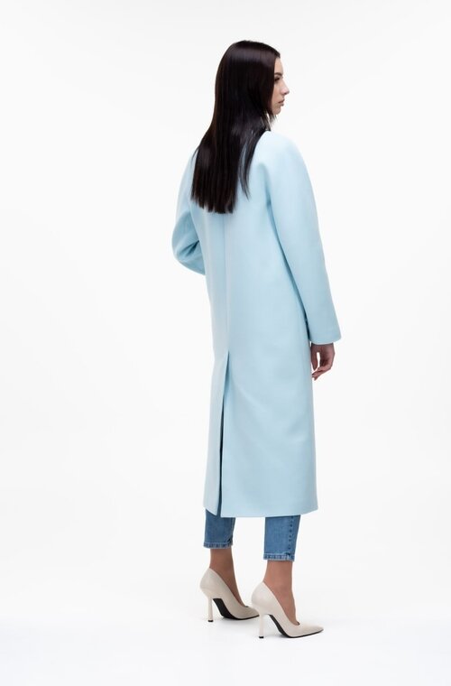 Пальто двухбортное длинное ELVI цвет голубой купить Бар 4