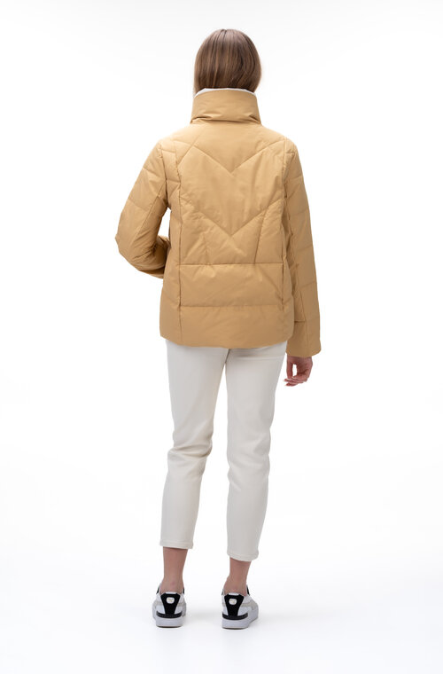 Короткая демисезонная куртка без капюшона VIVILONA цвет горчица купить Львов 5
