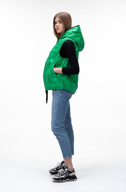 Двухсторонняя безрукавка с капюшоном RUFUETE цвет зеленый купить Днепр 2
