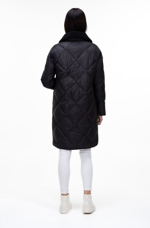 Длинная стеганная куртка с воротником VIVILONA цвет черный купить Луцк 3
