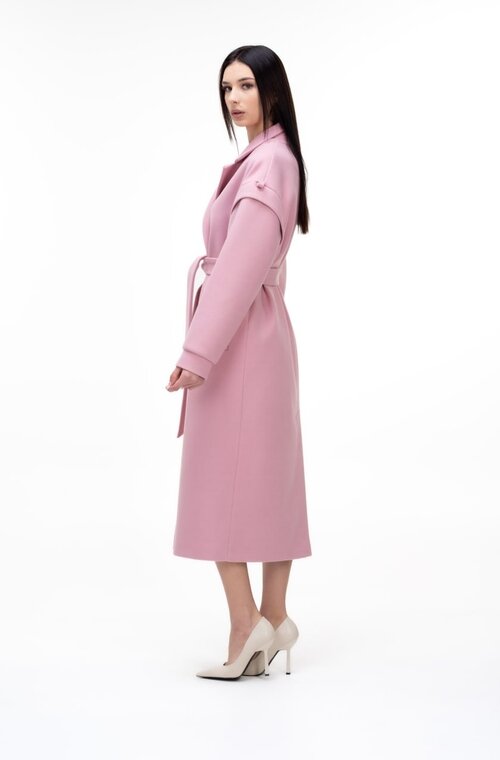 Длинное пальто шерстяное ELVI цвет розовый купить Днепр 2