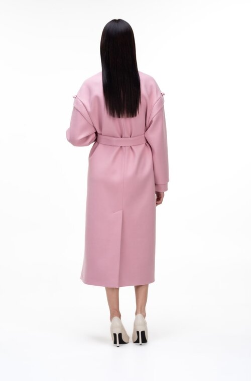 Длинное шерстяное пальто ELVI цвет розовый купить Днепр 4