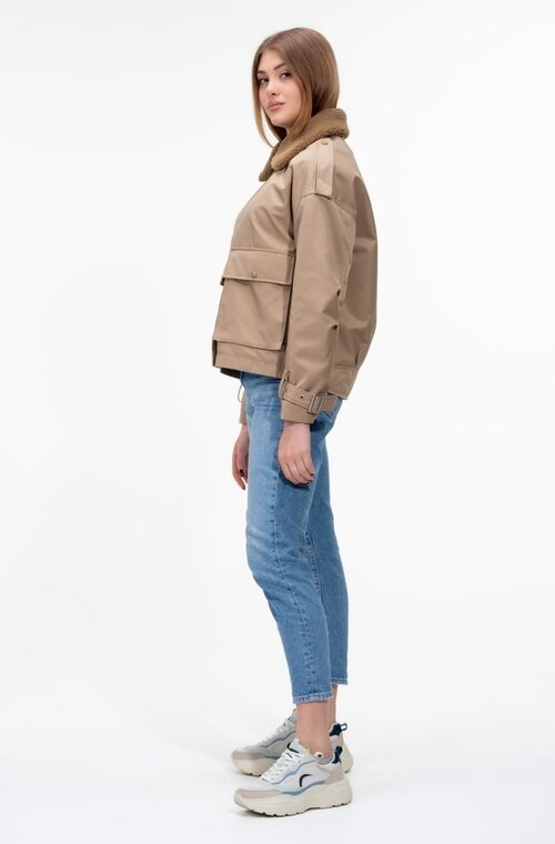 Коротка куртка без каптура VIVILONA колір сафарі купити Суми 2