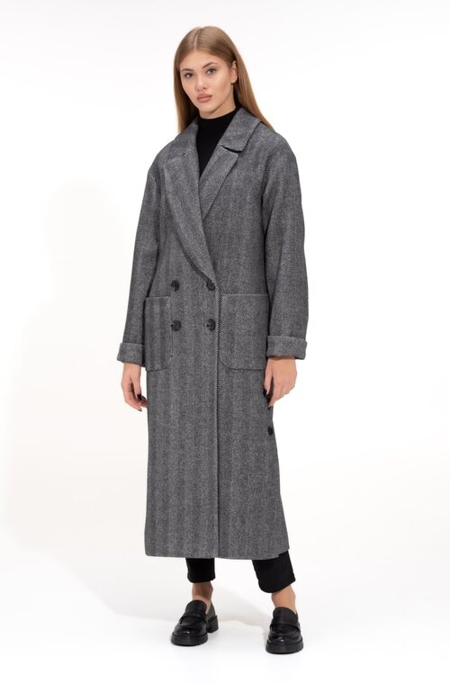 Пальто довге шерстяне VAM колір сірий купити Одеса 