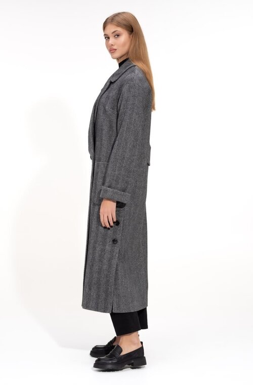 Пальто длинное шерстяное VAM цвет серый купить Одесса 2