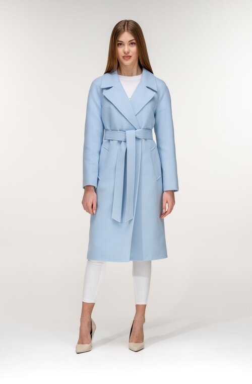 Пальто с поясом двухбортное ALISA цвет голубой купить Киев 4