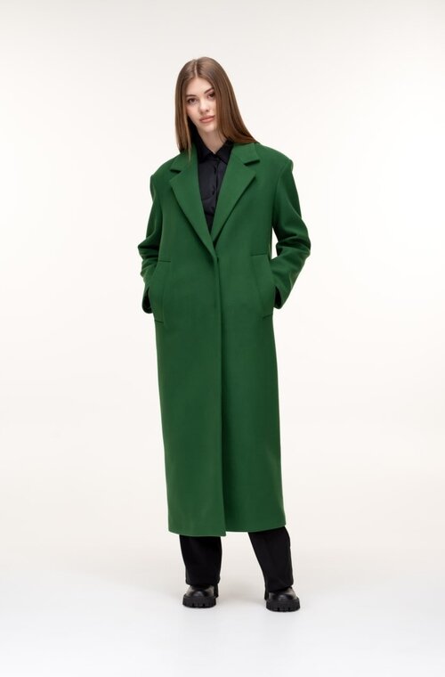 Длинное пальто с накладными плечами ALBANTO цвет зеленый купить Львов 1