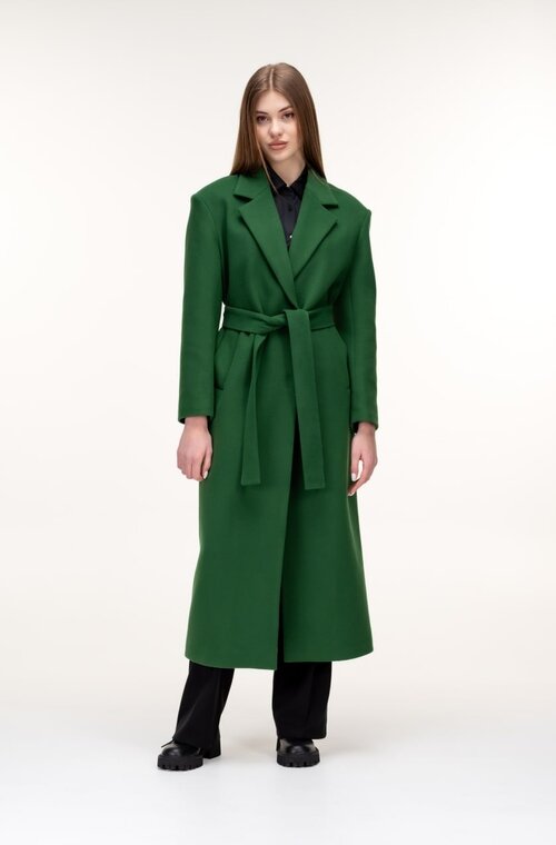 Длинное пальто с накладными плечами ALBANTO цвет зеленый купить Львов 4