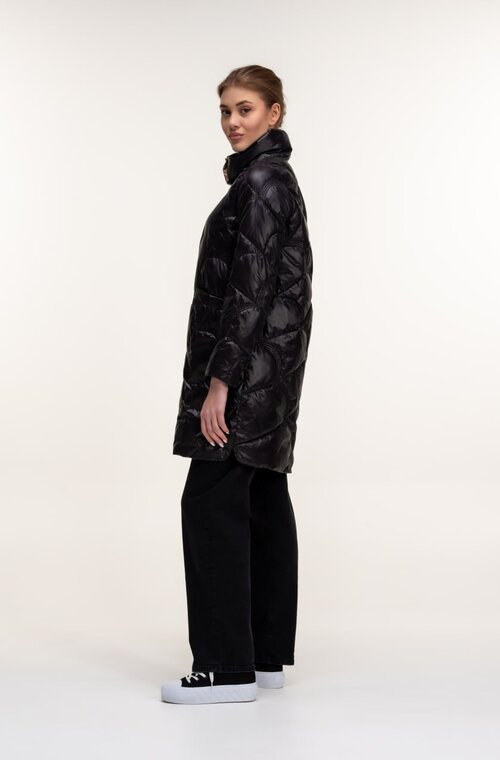 Довга куртка без каптура VIVILONA колір чорний купити Херсон 3