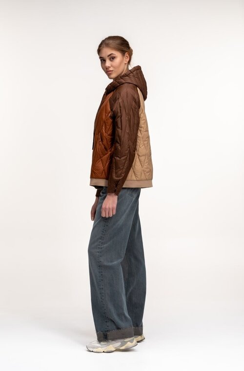 Короткая стеганная куртка FASHION цвет коричневый купить Тернополь 1