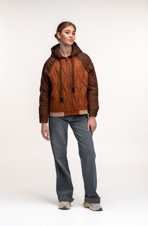 Коротка стьобана куртка FASHION колір коричневий купити Тернопіль 