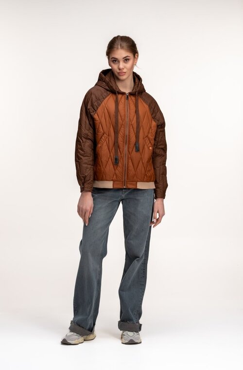 Коротка стьобана куртка FASHION колір коричневий купити Тернопіль 3