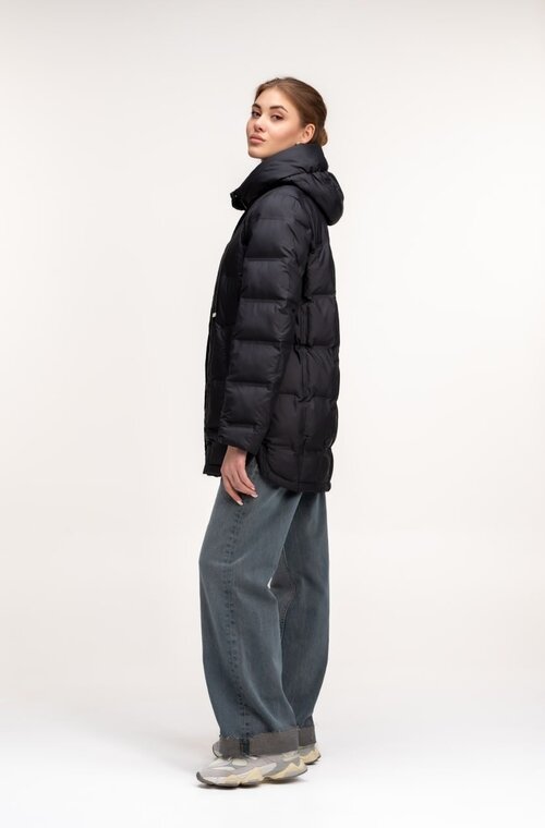 Удлиненная куртка с капюшоном SNOW-OWL цвет черный купить Николаев 3
