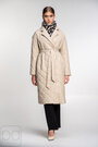 Куртка стеганная с поясом эко-кожа SNOW-OWL молочный цвет купить Бар 02