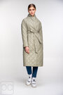 Куртка стеганная длинная с поясом SNOW-OWL цвет оливковый бесплатная доставка 03