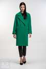Пальто двухбортное демисезонное с поясом ELVI цвет зеленый купить Сумы 02