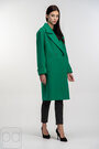 Пальто двухбортное демисезонное с поясом ELVI цвет зеленый купить Сумы 06