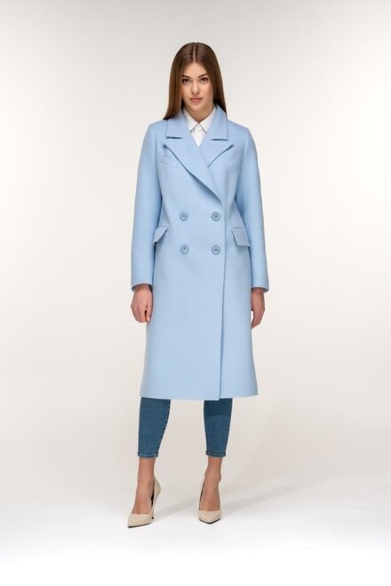 Двухбортное классическое пальто NIO Monaco цвет голубой купить Львов 