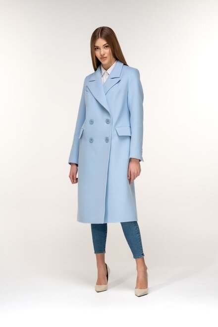 Двухбортное классическое пальто NIO Monaco цвет голубой купить Львов 1