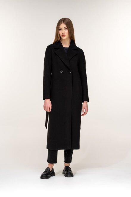 Пальто черное длинное с поясом NINA VLADI купить Тернополь 1