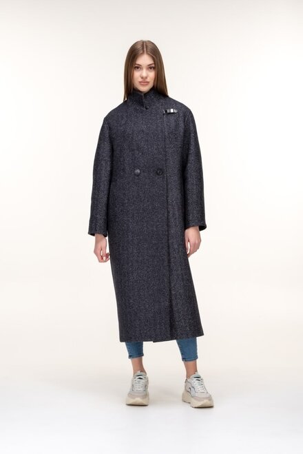 Длинное драповое пальто ELVI цвет серый купить Луцк 