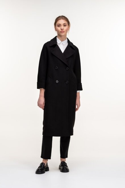 Пальто класичне двобортне KENT колір чорний купити Житомир 