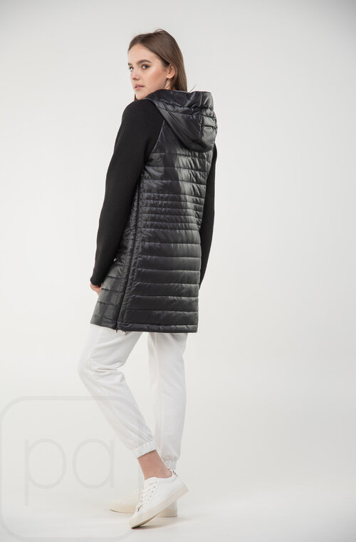 Куртка з трикотажним рукавом комбінована SNOW-OWL колір чорний купити Полтава 3