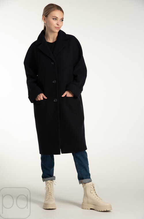 Кашемировое пальто прямого фасона NINA VLADI цвет синий- темный купить Богуслав 4