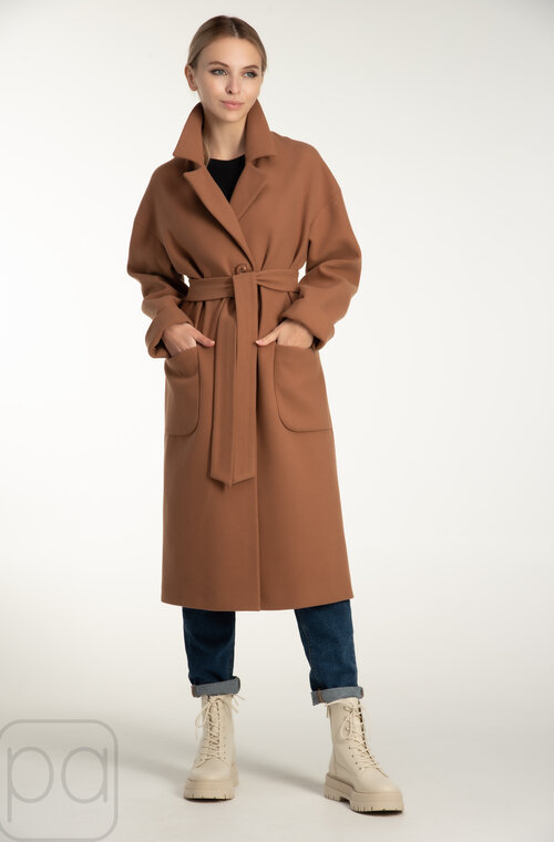 Пальто жіноче демісезонне з поясом VLADLEN колір кемел купити Гнівань 5