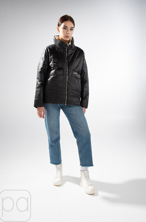 Коротка весняна куртка з накладними кишенями RUFUETE чорний колір купити Вінниця 2