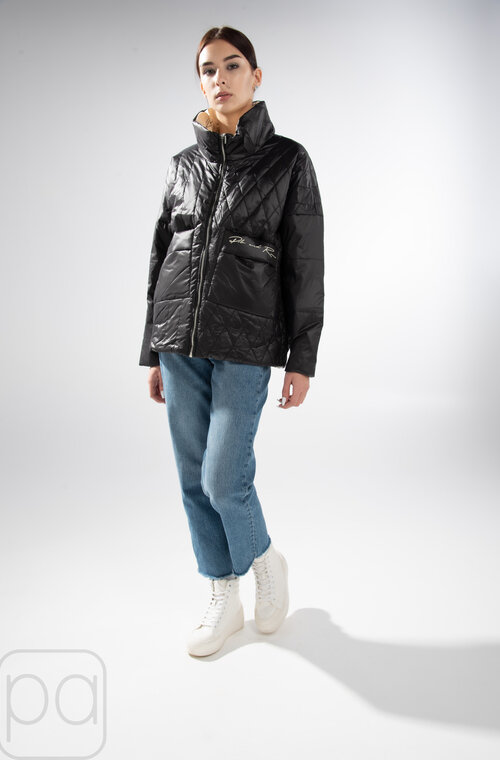 Коротка весняна куртка з накладними кишенями RUFUETE чорний колір купити Вінниця 3