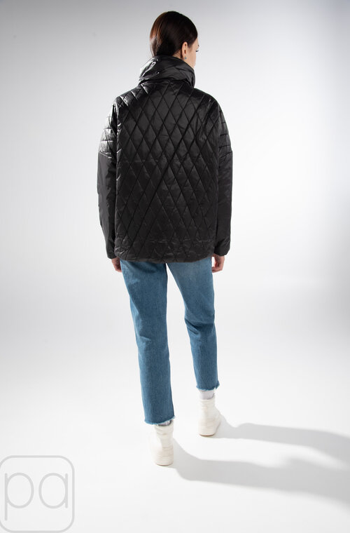 Коротка весняна куртка з накладними кишенями RUFUETE чорний колір купити Вінниця 4