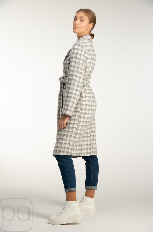  Пальто двубортное с принтом гусиная лапка MART цвет серый купить Мариуполь 4