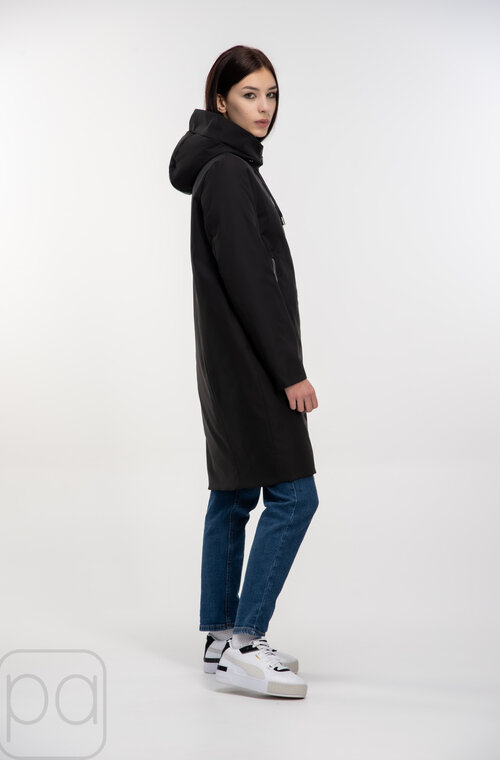 Куртка длинная черный цвет с капюшоном SNOW-OWL купить Мелитополь 05