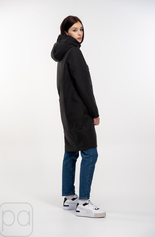 Куртка длинная черный цвет с капюшоном SNOW-OWL купить Мелитополь 01