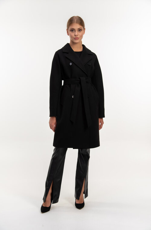 Двухбортное пальто с поясом VLADLEN черный цвет купить Днепр 4