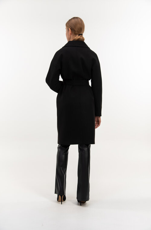 Двобортне пальто з поясом VLADLEN чорний колір купити Дніпро 5
