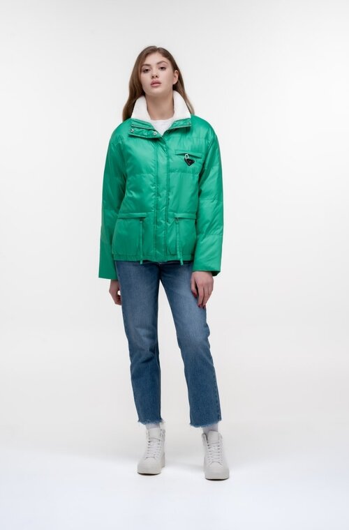 Весенняя куртка короткая PANGMILLION цвет зеленый купить Киев 