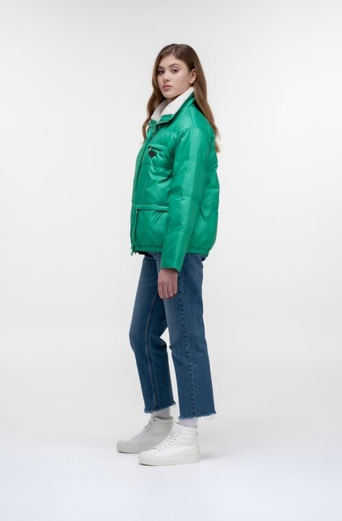 Весенняя куртка короткая PANGMILLION цвет зеленый купить Киев 5