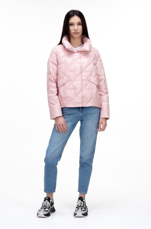 Короткая стеганная куртка на весну VIVILONA цвет розовый купить Сумы 