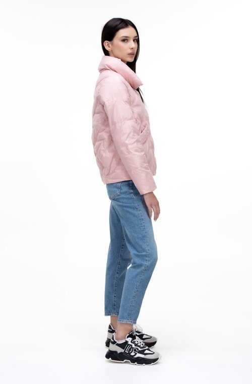 Короткая стеганная куртка на весну VIVILONA цвет розовый купить Сумы 2