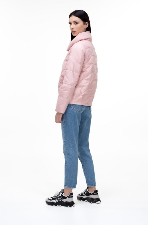 Коротка стьобана куртка на весну VIVILONA колір рожевий купити Суми 4