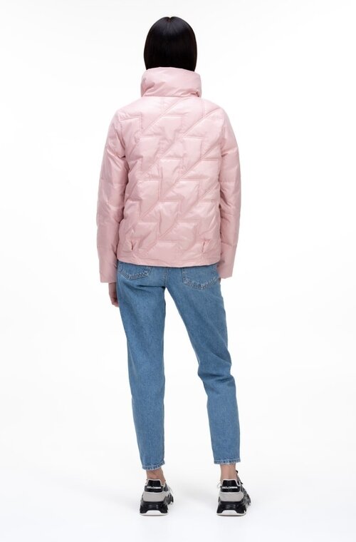 Коротка стьобана куртка на весну VIVILONA колір рожевий купити Суми 5